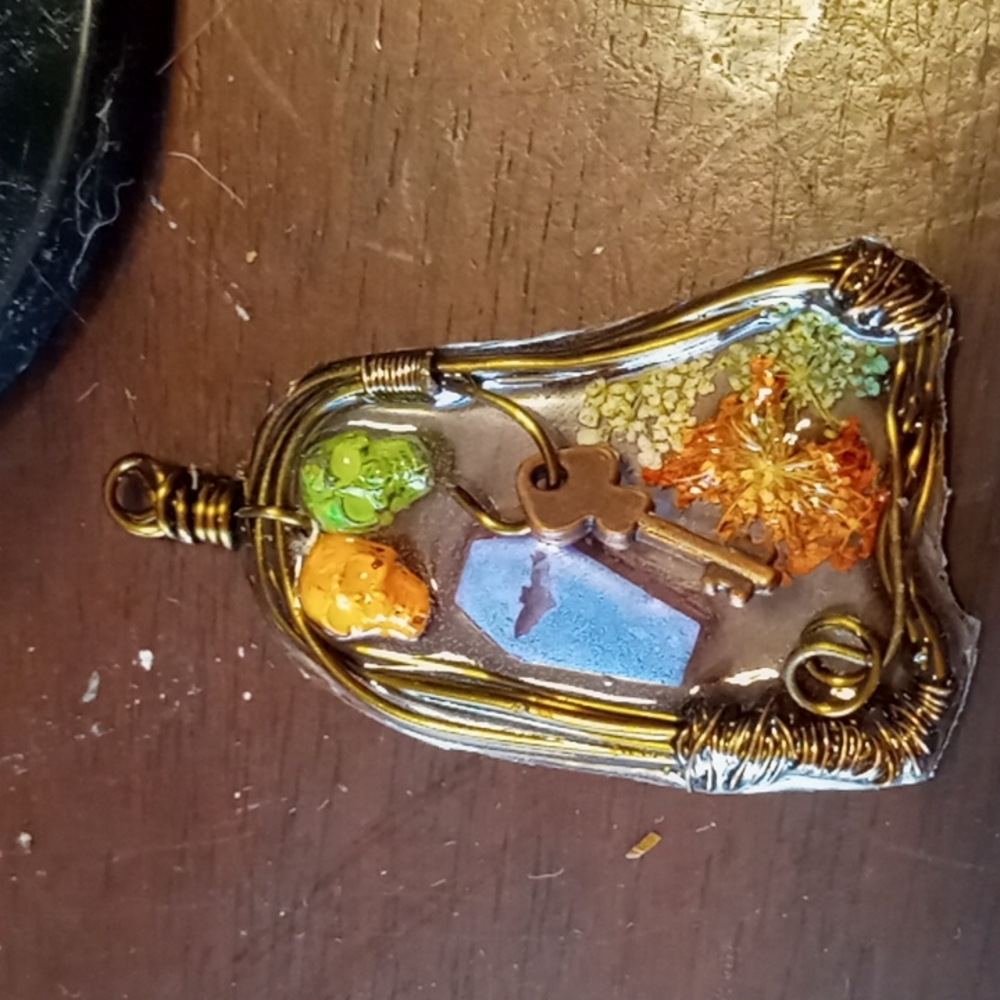 Copper Ghost bezel Pendant/charm